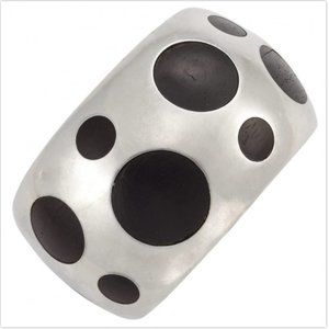 Vintage Sterling Silver Onyx Oversized Dot Sprating Inspired Cuff Bracelet